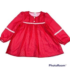 NWOT red heart printed chiffon babydoll top Size 3T